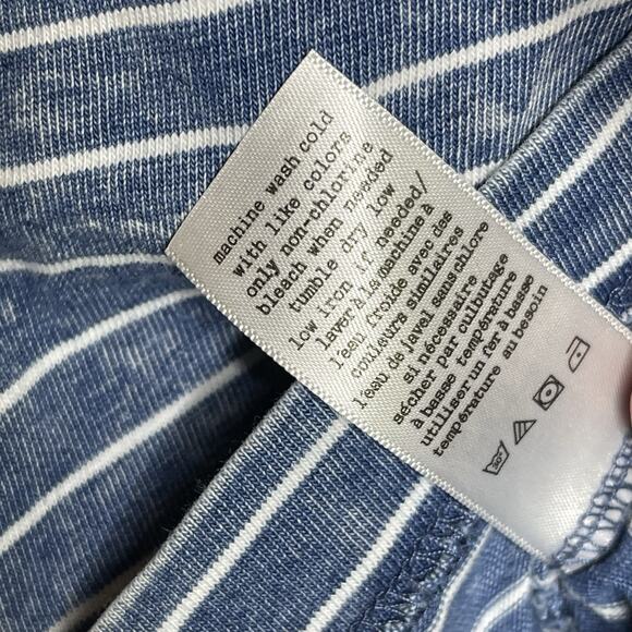 Rag & Bone Cotton Racerback Tank Top Tunic Blue White Stripe Nautical Acidwash M - Picture 7 of 8